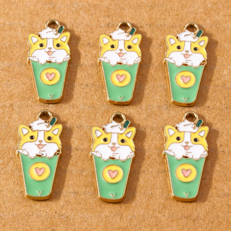 10pcs Cute Enamel Cartoon Puppy Dog Pendant Charm for Jewelry Making Necklace Earrings DIY Bracelet Accessories Supplies