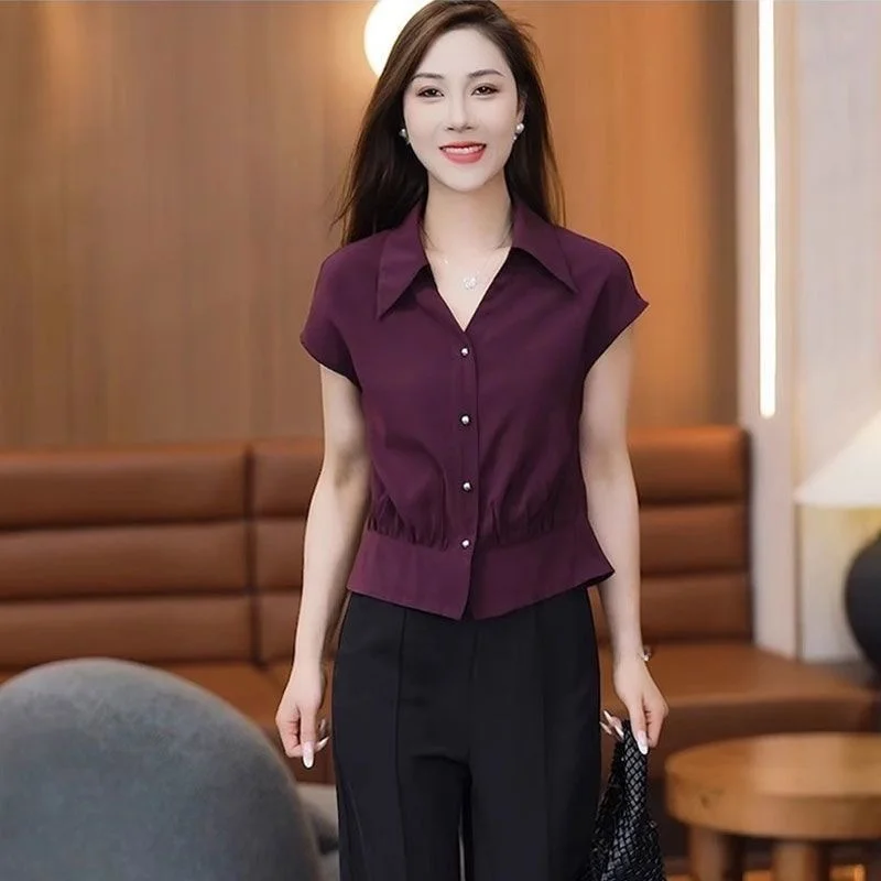 

Blue Sleeveless Shirt Women's Summer Beautiful Waist-Cut Collar Unique Super Good-Looking Single Wear Breathable Polyest...