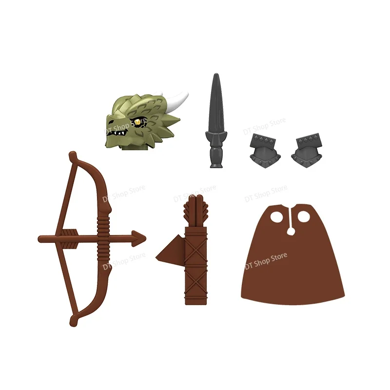 N833 MOC Średniowieczni Rycerze Nieumarli Rycerze Smoczy Model Klocki Konstrukcyjne Żołnierz Rzymski Hełm Topór Akcesoria Klocki DIY Zabawki dla Dzieci