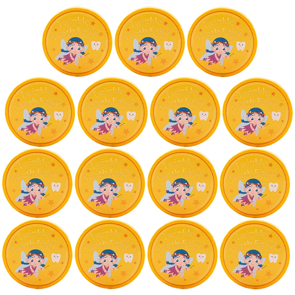 20 Pcs Tooth Coin Tooth-fairy Reward Golden Coins Gifts The Wooden Rewards Lost Teeth Child Baby