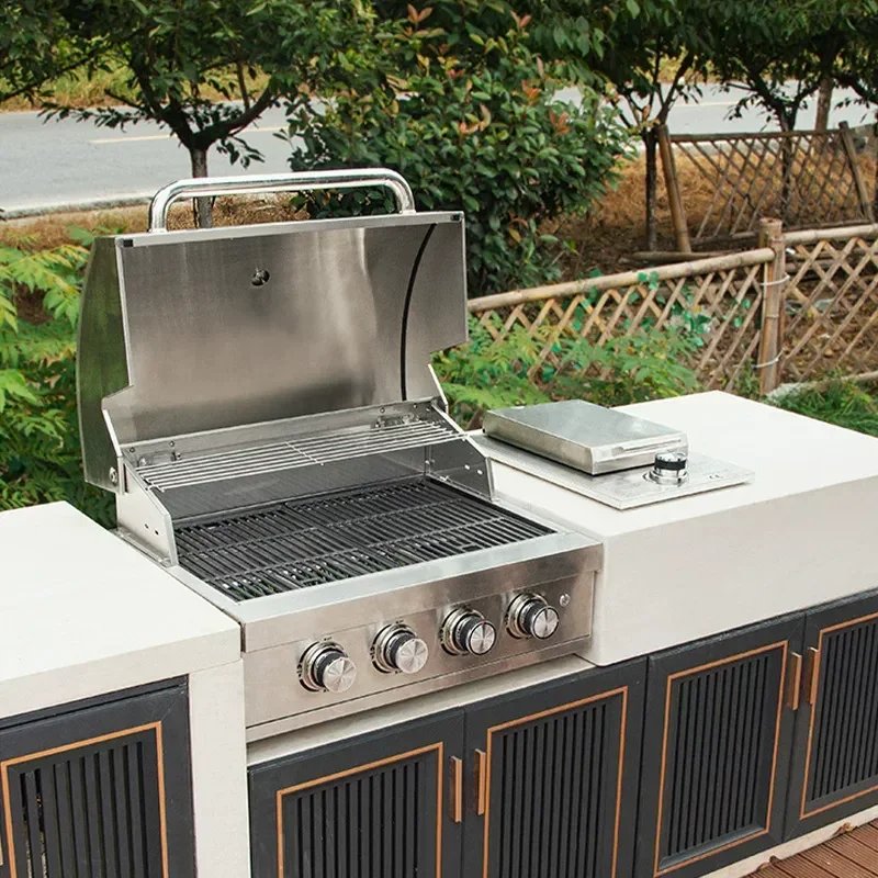 Export Embedded Charcoal Gas Dual-purpose Barbecue Grill American BBQ Courtyard Stainless Steel 304 Oven