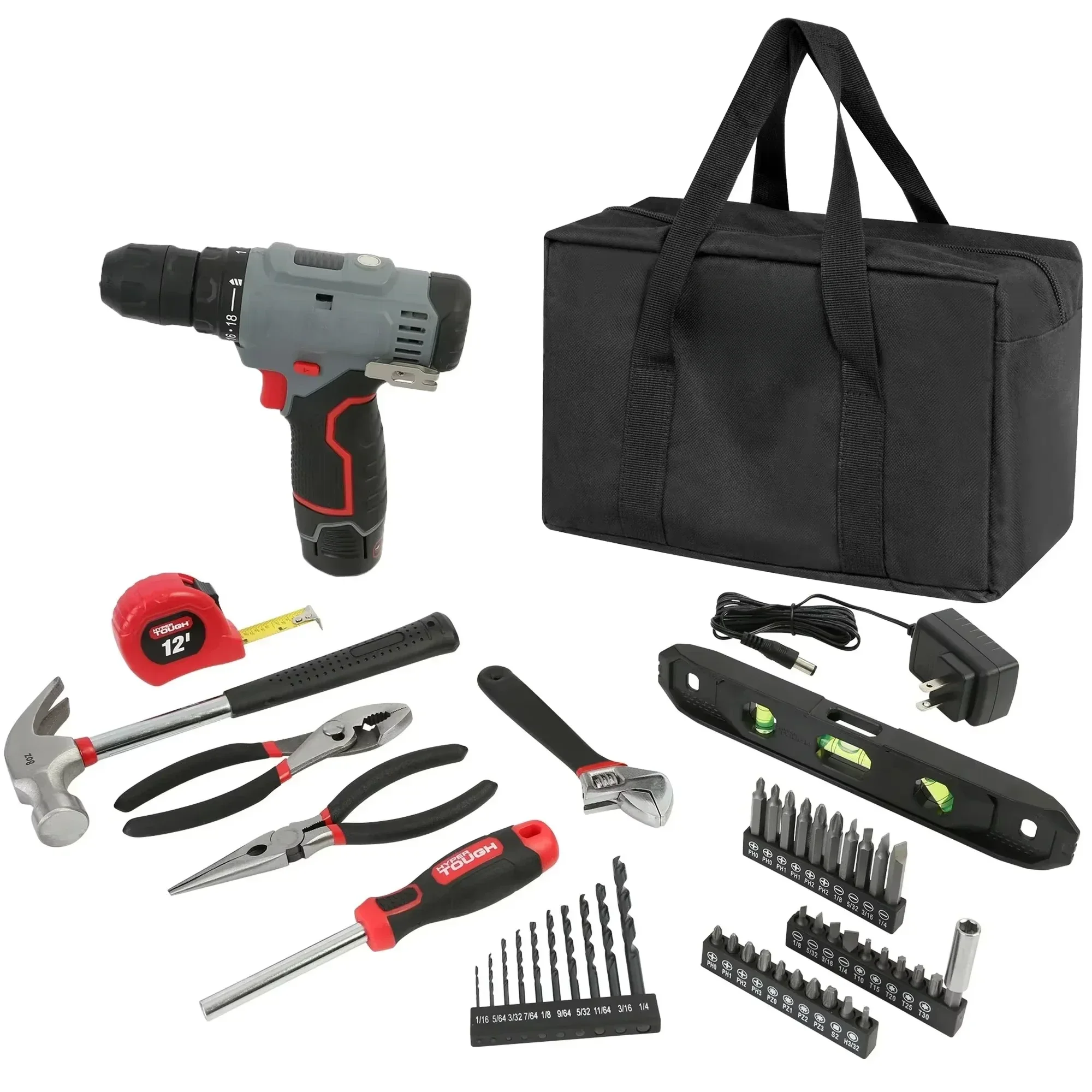 12V Max コードレス 3/8インチ ドリルドライバー 50点プロジェクトキット（1.5Ahリチウムイオンバッテリー、充電器、収納バッグ付き）