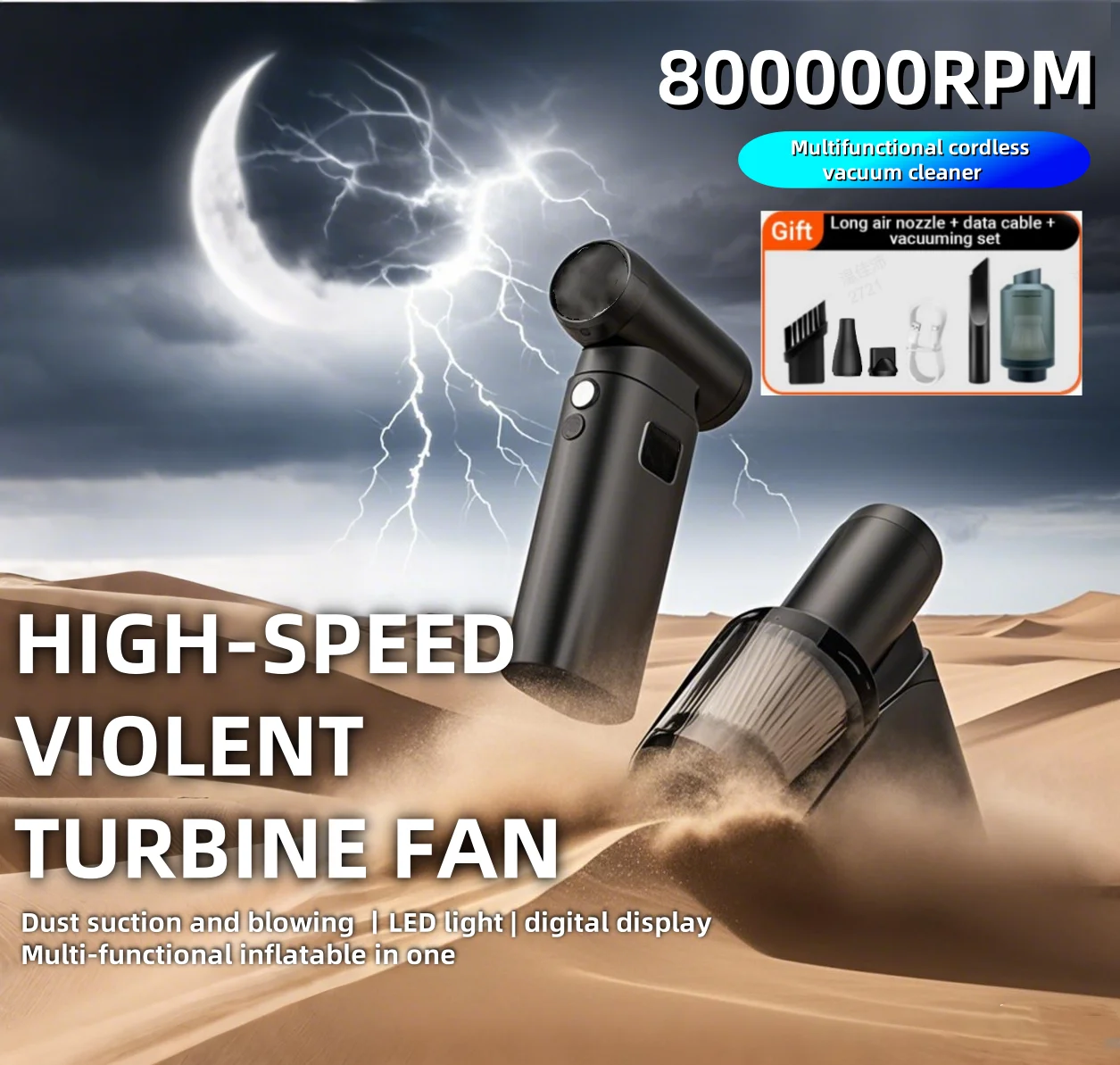 

Powerful Dust Blower 800000RPM Brushless Motor Outdoor Air Duster Blower Type-C Rechargeable Air Blower Cleaning PC Turbo Fan