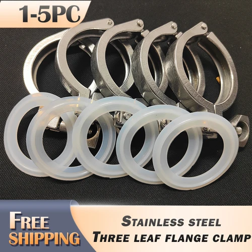 Abrazaderas sanitarias de triple virola de acero inoxidable de 1 ""- 4"" pulgadas Clover SS 304 aptas para brida de tubería con junta de silicona