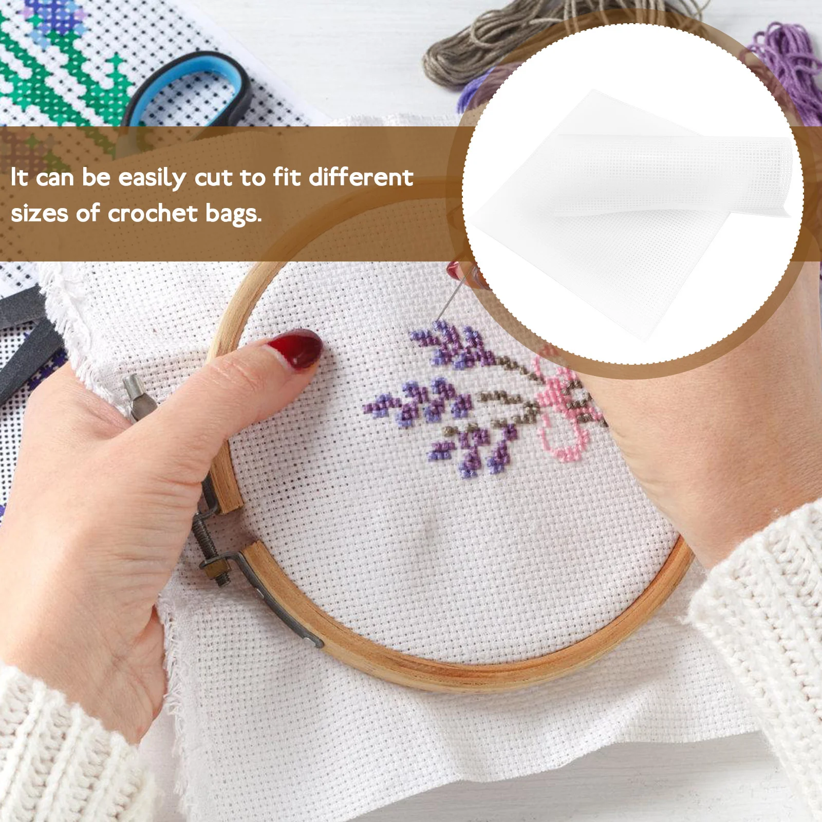 

10Pcs Portable Knitting Sheets Clear Grid Pattern Versatile Design Reusable Crafting Material White Embroidery Thread