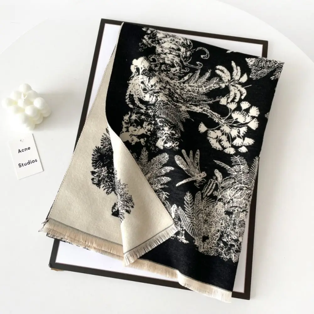 

Шарф в этническом стиле с принтом, модная имитация кашемира, теплая зимняя шаль с бахромой, аксессуар для осенне-зимнего сезона