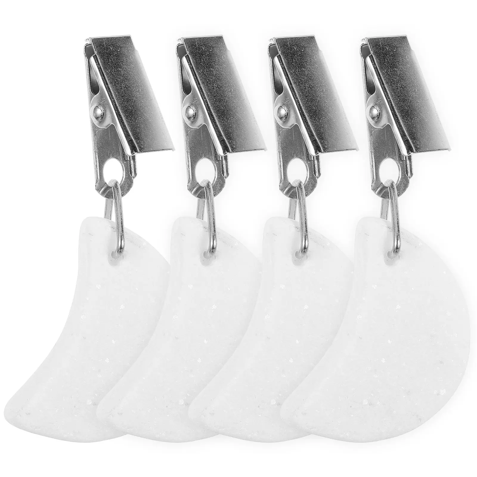 4Pcs Smooth Stone Tablecloth Weights Moon Design with Easy Clip Fastening for Wind Resistance Outdoor Table Covers Patio Picnic