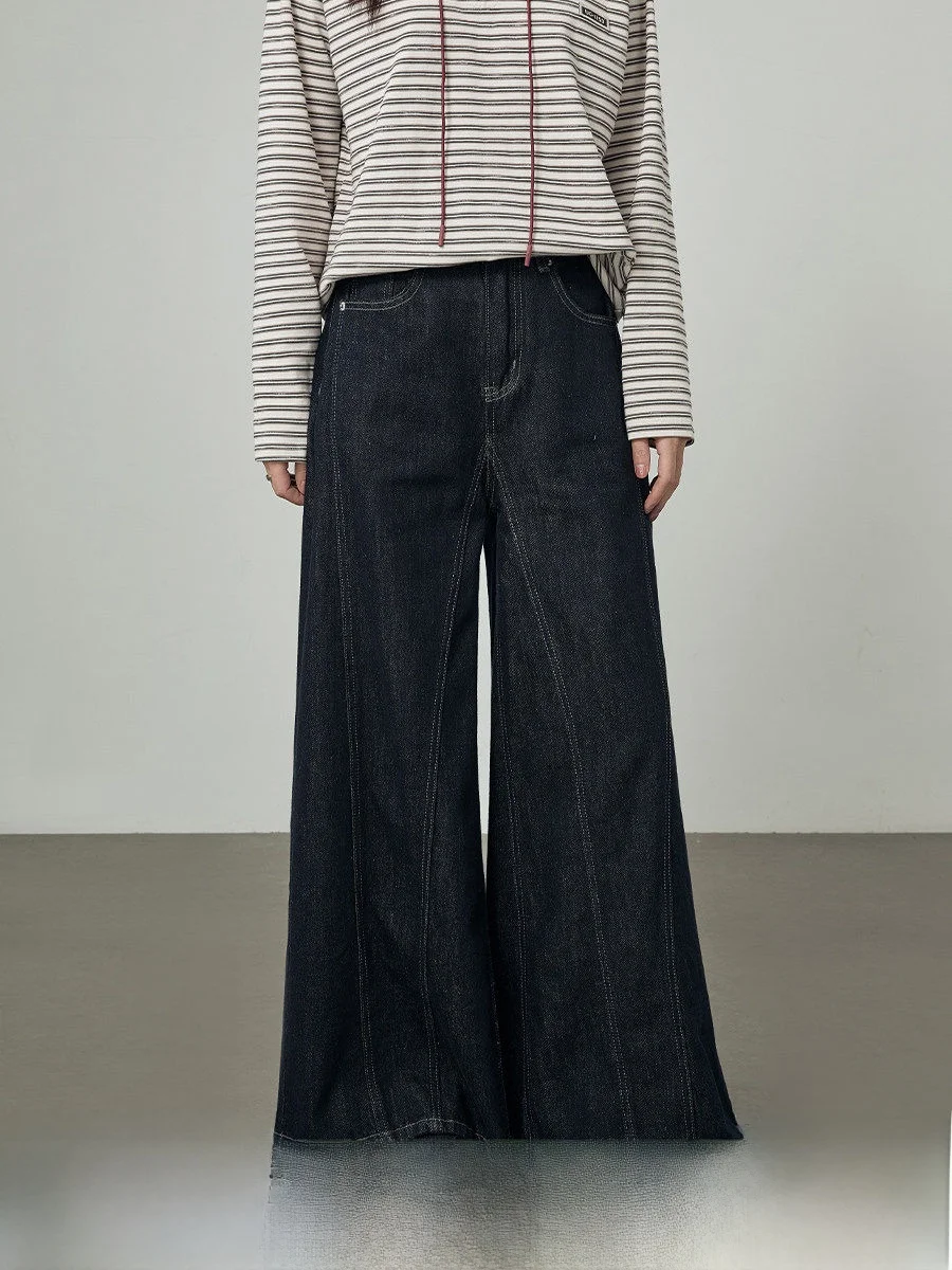 

Джинсы женские Deep Blue с высокой талией и широкими штанинами, повседневные, универсальные, стройнящие, в стиле ретро, из зимней коллекции, джинсовая ткань