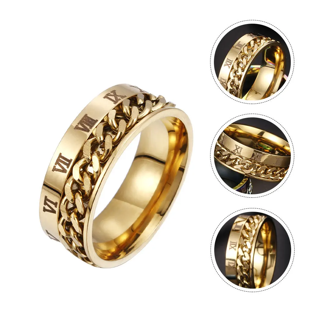 Roman Numerals Ring for Women & Men – Hypoallergenic Titanium Steel Fashion Ring, Wedding Anniversary Gift