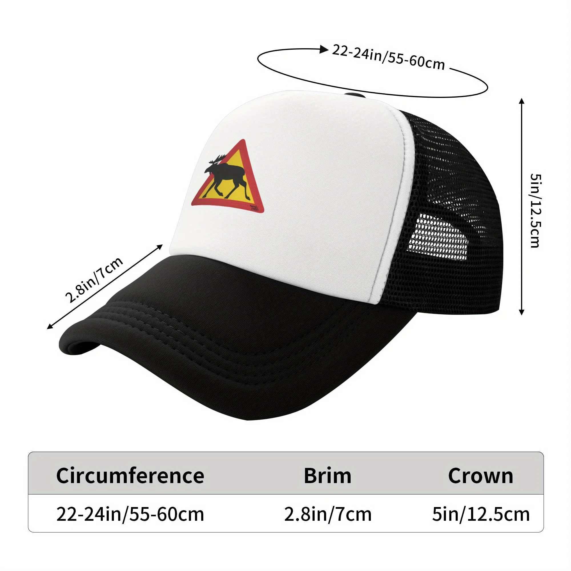 Moose Warning Sign Trucker Hat Breathable Mesh Adjustable Adult Outdoor Snapback Cap