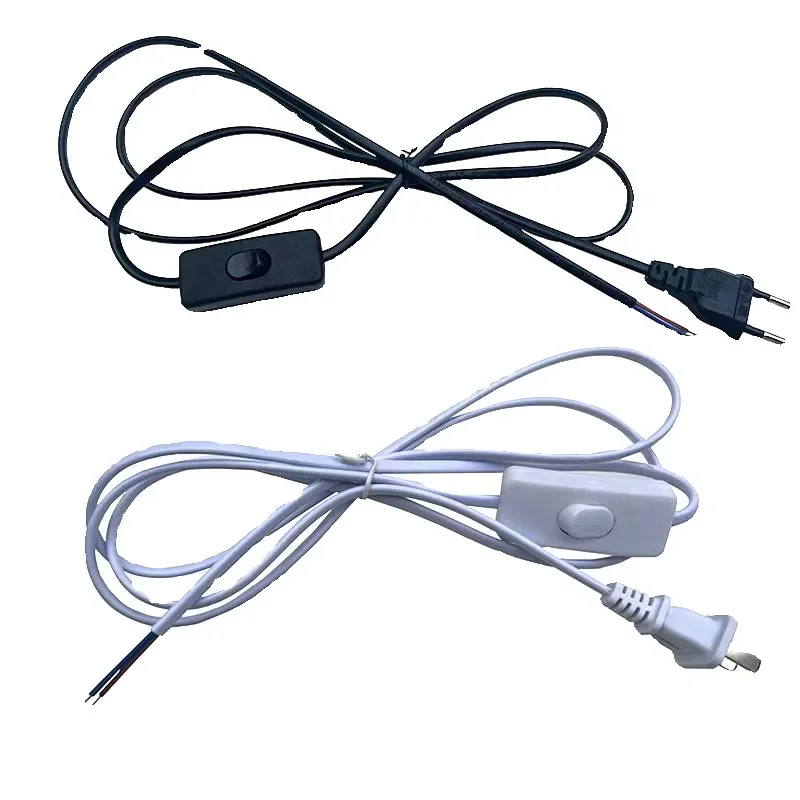 1.8M EU US Plug Dimmable Switch Cable Light Modulator Lamp Line Dimmer Controller Table Lamp power wire Black and white