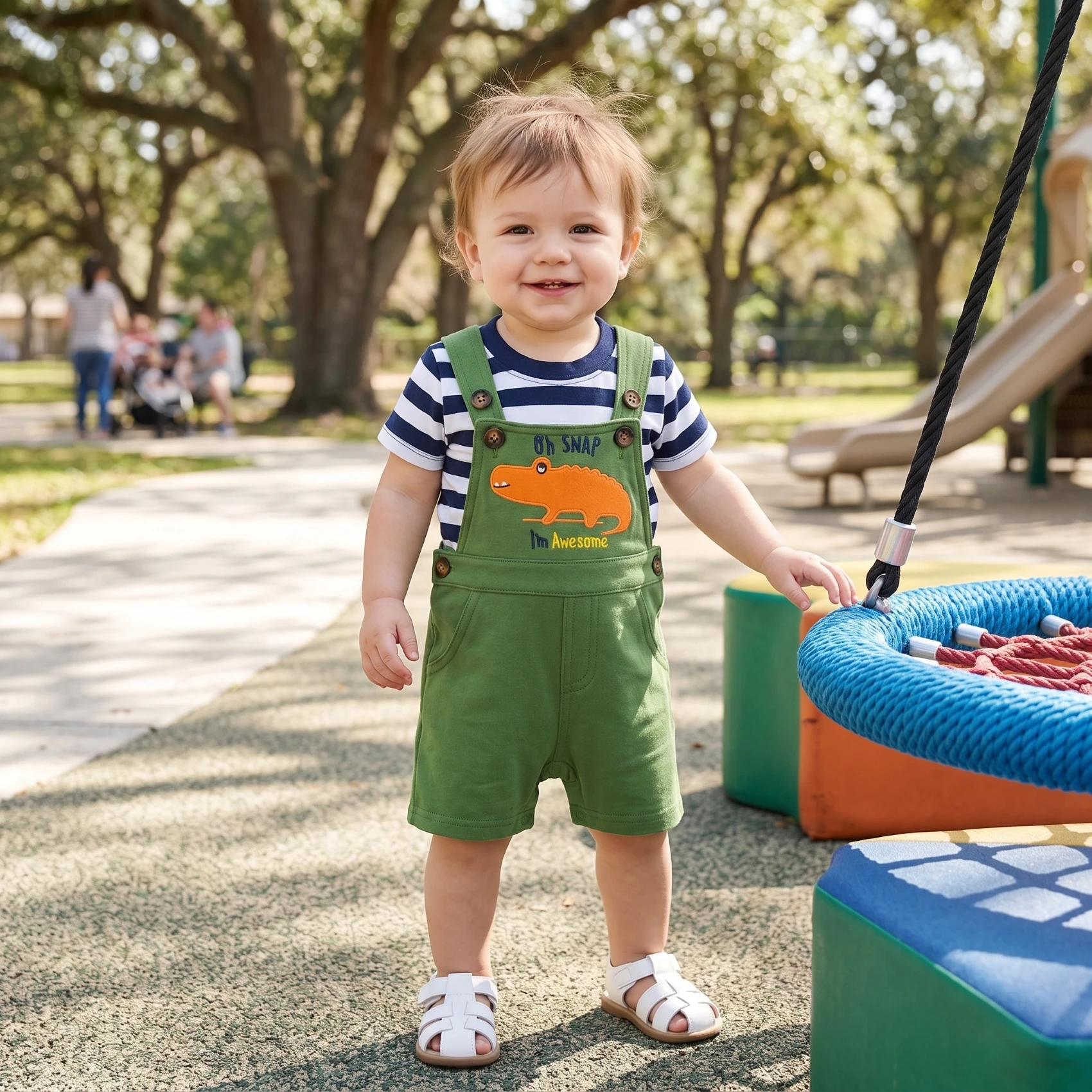 Baby Boy 2Pcs Summer Outfit Cotton Short Sleeve T‑Shirt + Dinosaur Embroidery Short Overalls Infant Toddler Casual Sets 9M‑3T