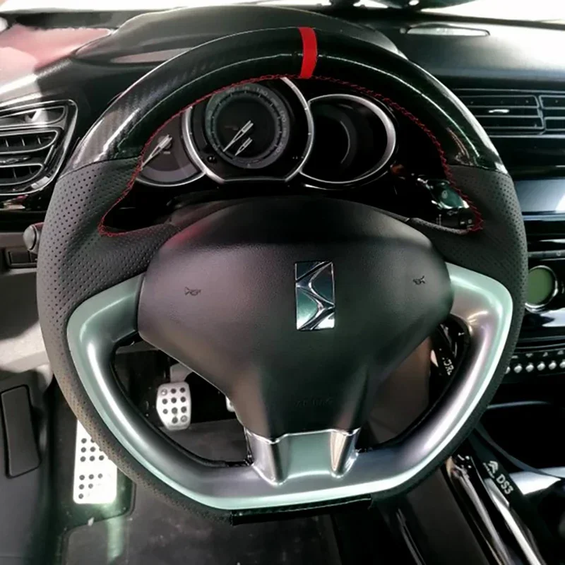 LS AUTO Braiding on The Steering Wheel for Citroen DS3 2011 Hand-sewing Cover Hand Sew Wrap Fundas De Volante for ds3 racing