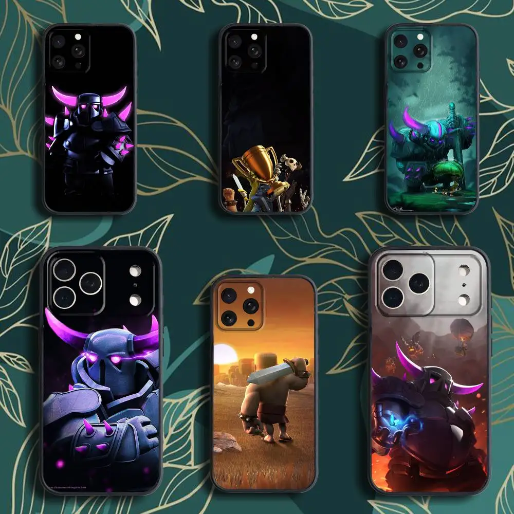 クールなP-PEKKA-esゲームフォンケース iPhone 17、16、15、14、13、12、Pro、Max、Plus、E、SE4、Air、Mini対応 ブラック ソフトボックス