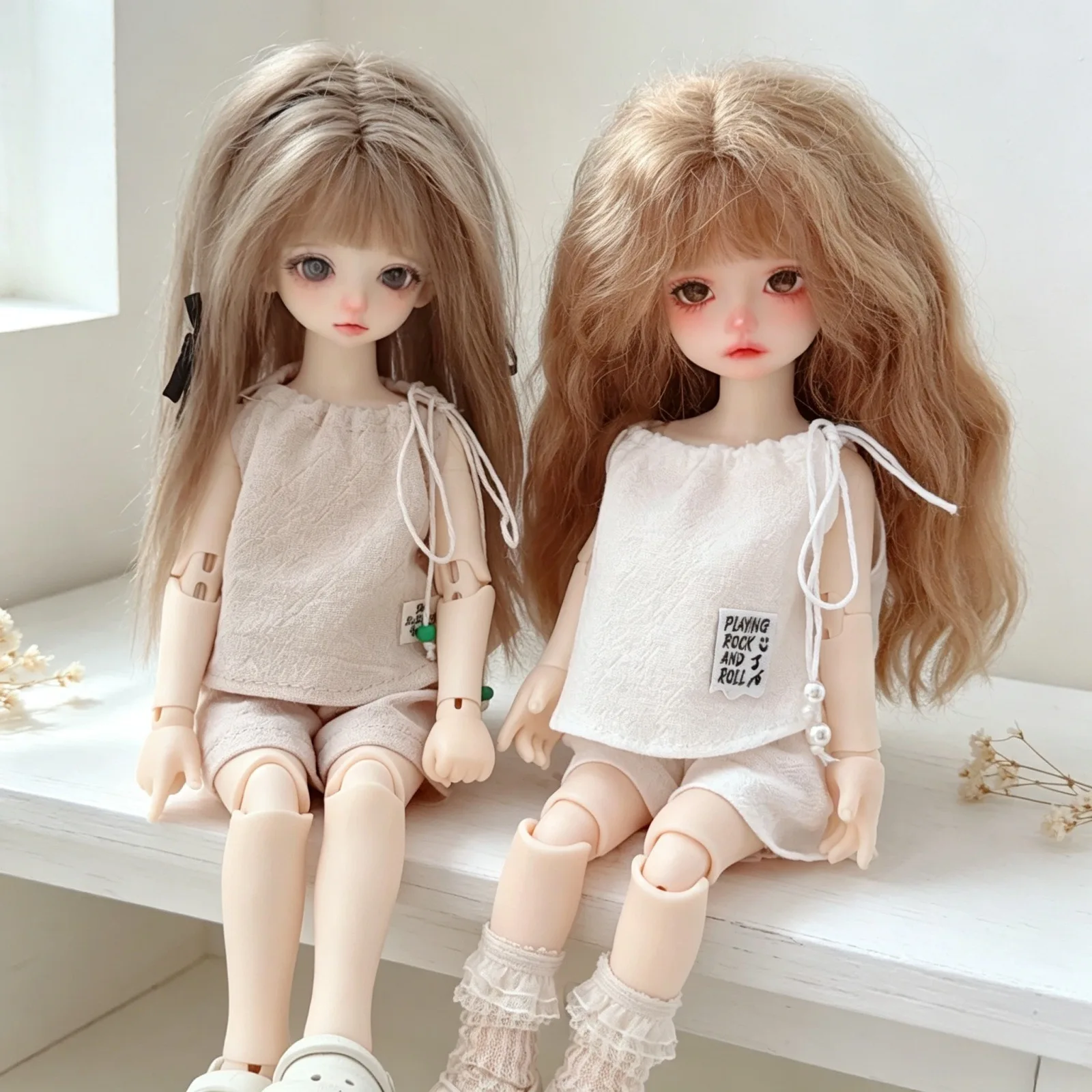Cute Simple Style Top Pants 2Pcs Set Fit 6/1 BJD 10-15cm Mini Idol Doll Clothes Accessories Fans Collection Gifts