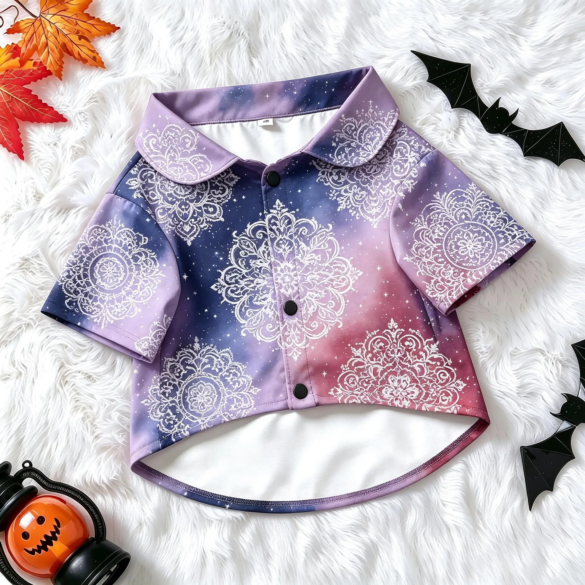 Pet Dog Shirt Pastel Gradient Paisley Pattern Print Lightweight Button Up for Small Medium Dogs Sweet Candy Theme Daily Wear