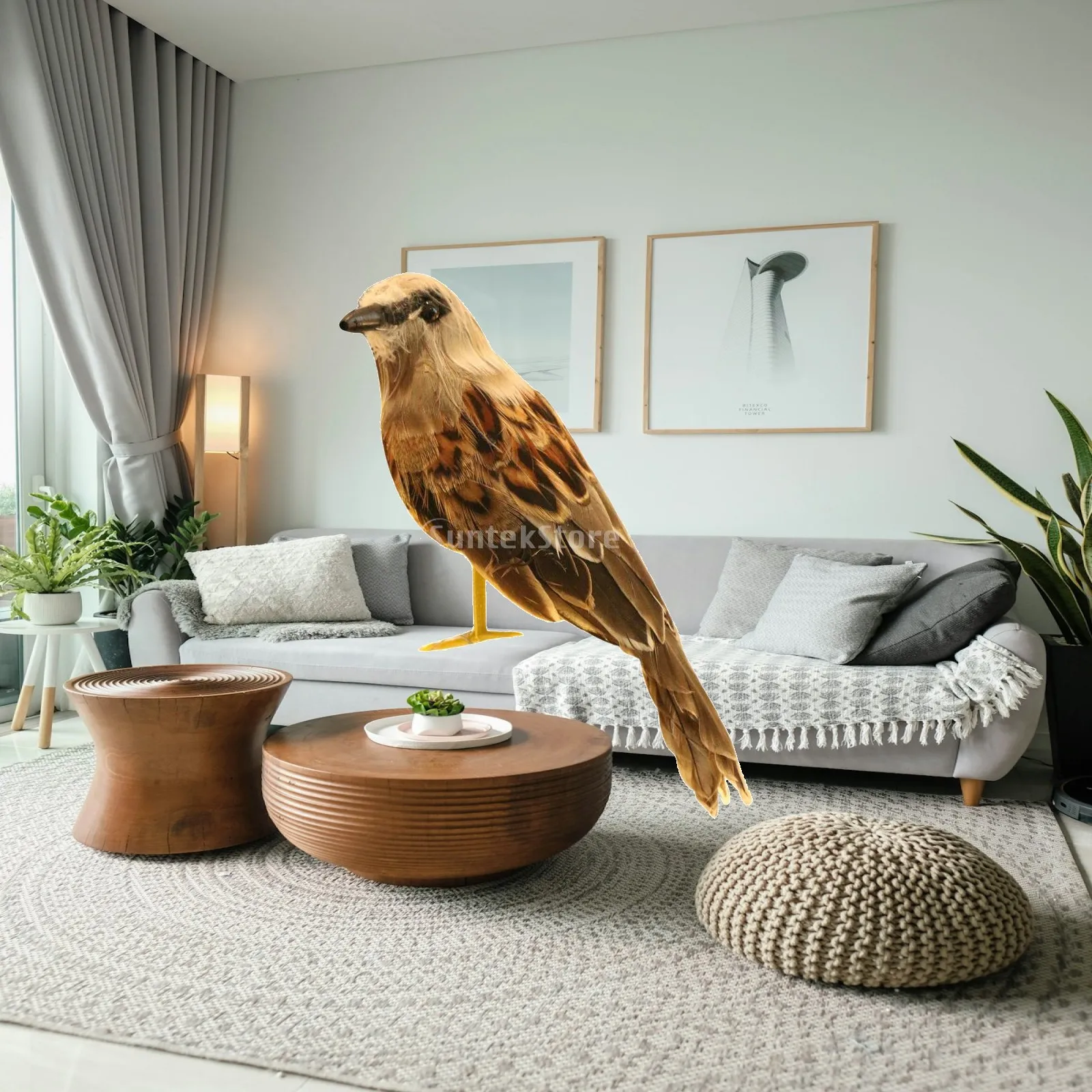 Lifelike Feathered Bird Realistic Artificial Decor Figurine Polyethylene Model for Garden or Home