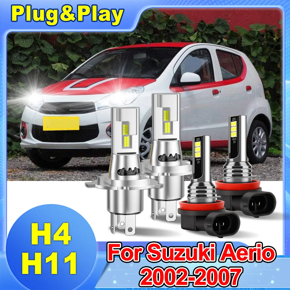 

Для Suzuki Aerio 2002-2007 H4 200 Вт комплект светодиодных ламп для фар дальнего и ближнего света H11 комплект для переоборудования противотуманных фар для повышенной видимости