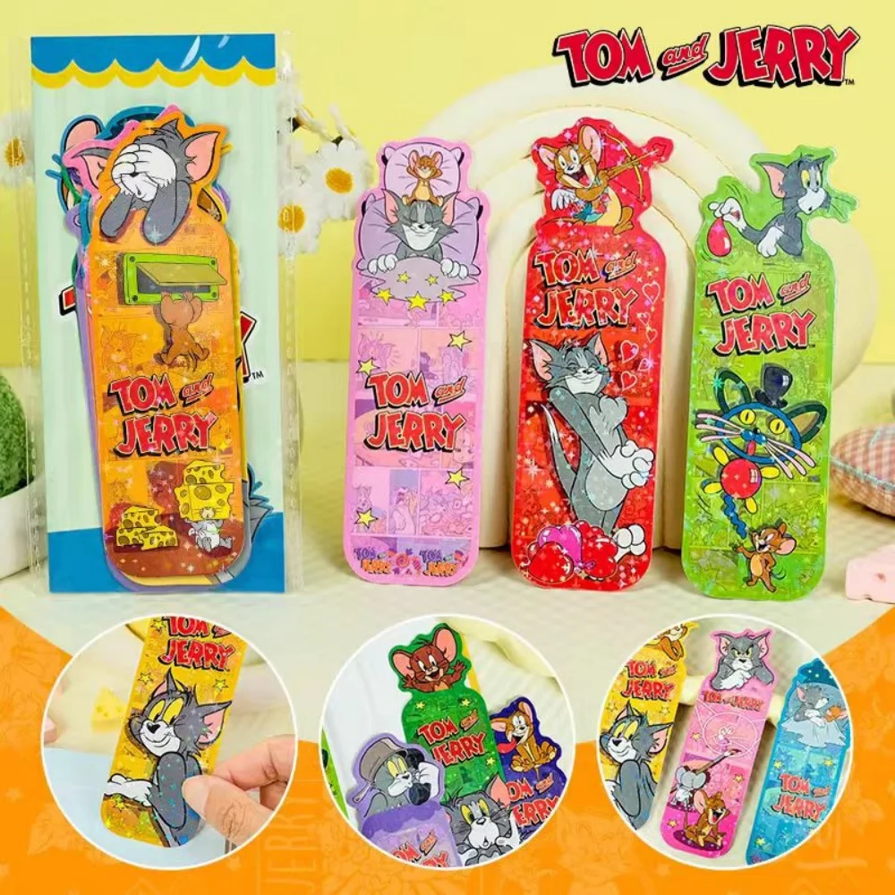 

Genuine Anime Tom And Jerry Laser Bookmark Kawaii Cartoon Reading Marker Tools School Stationery Bookmarks Girls Birthday Gifts