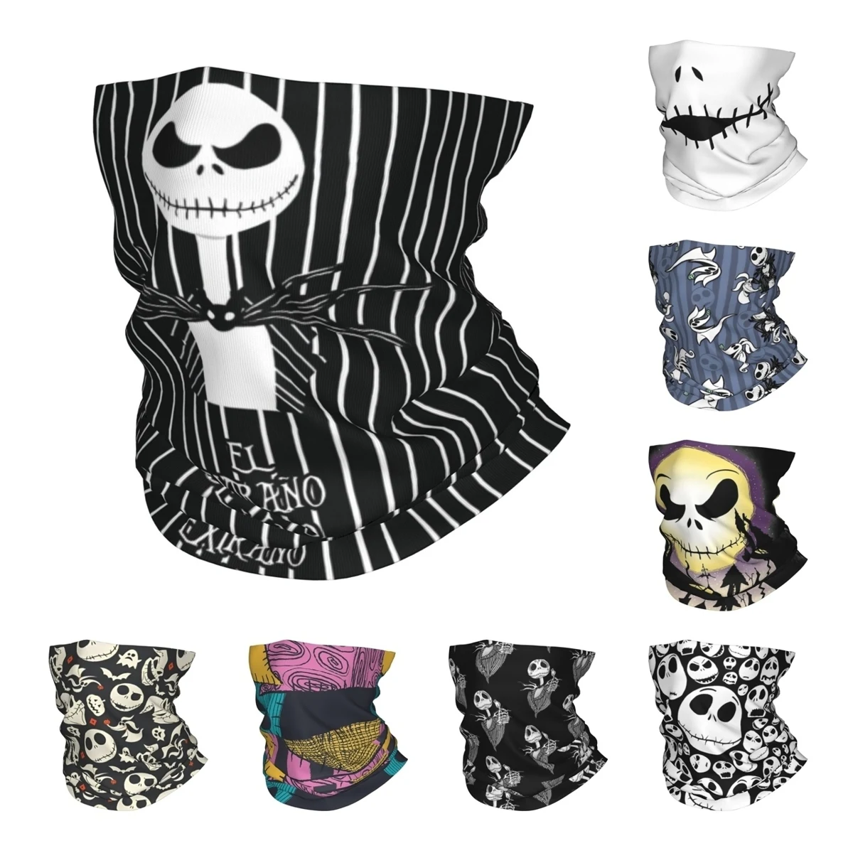 Jack Skellington Stuff Bandana cuello polaina impresa pesadilla antes de Navidad cara bufanda multifuncional sombreros pesca