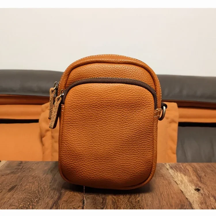 

Genuine leather mobile phone retro break bag first layer cowhide oblique span bag
