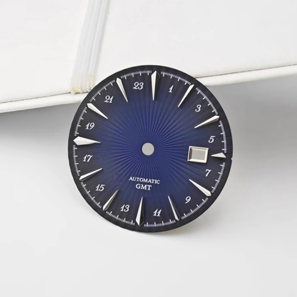 1 peça mostrador de relógio nh34 com janela, mostrador gmt de substituição para relógio mecânico de coquetel de 35mm srpb41j1 para movimento nh35 nh36