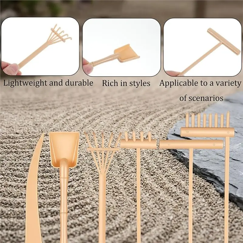 A20F-Garden Rake Set 6Pcs- DIY Sand Garden Accessories For Desk Decoration& For Desk Relaxation