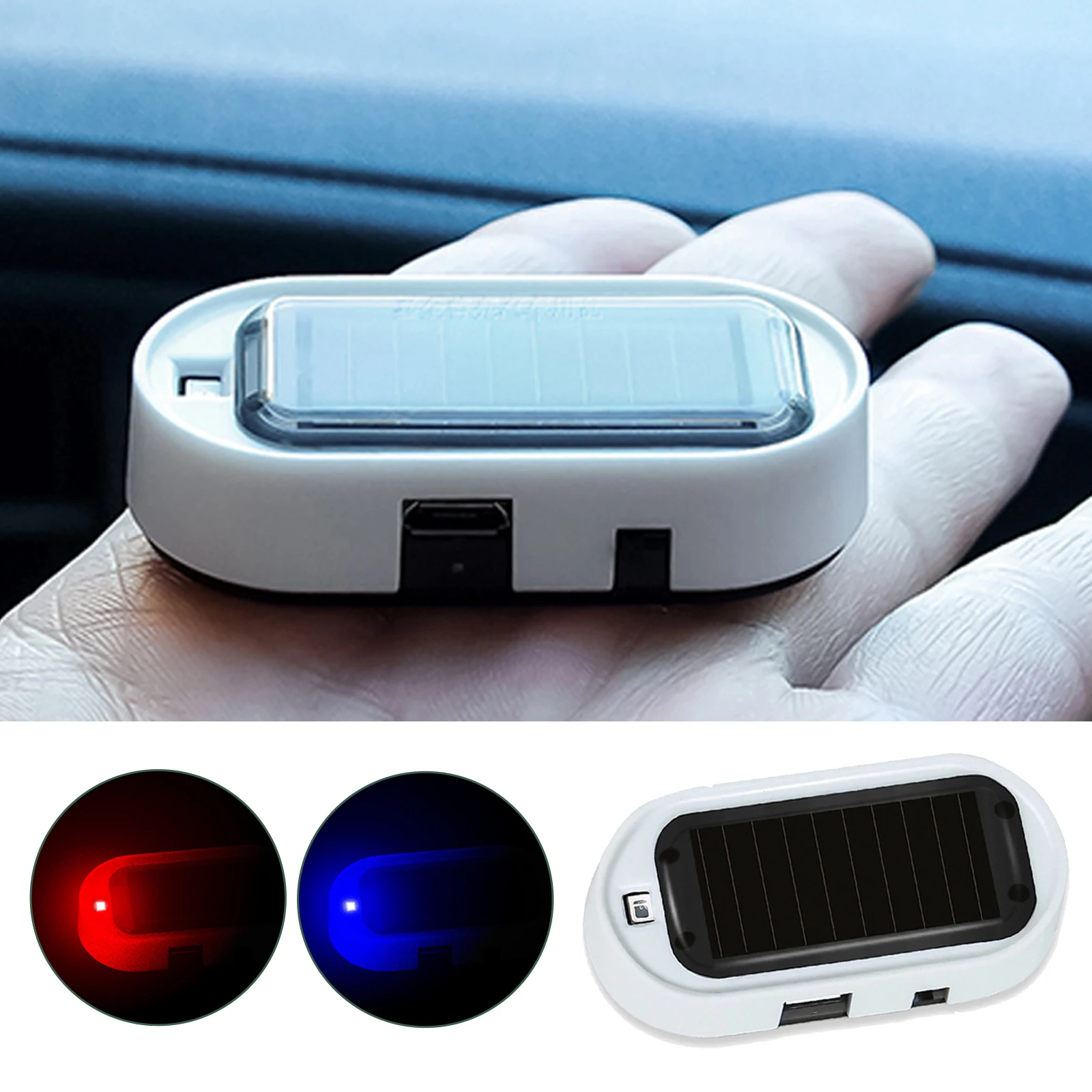 Universal LED Light Car Fake Solar Powered Alarm Lamp Security System Warning Theft Flash Blinking Anti-theft Caution
