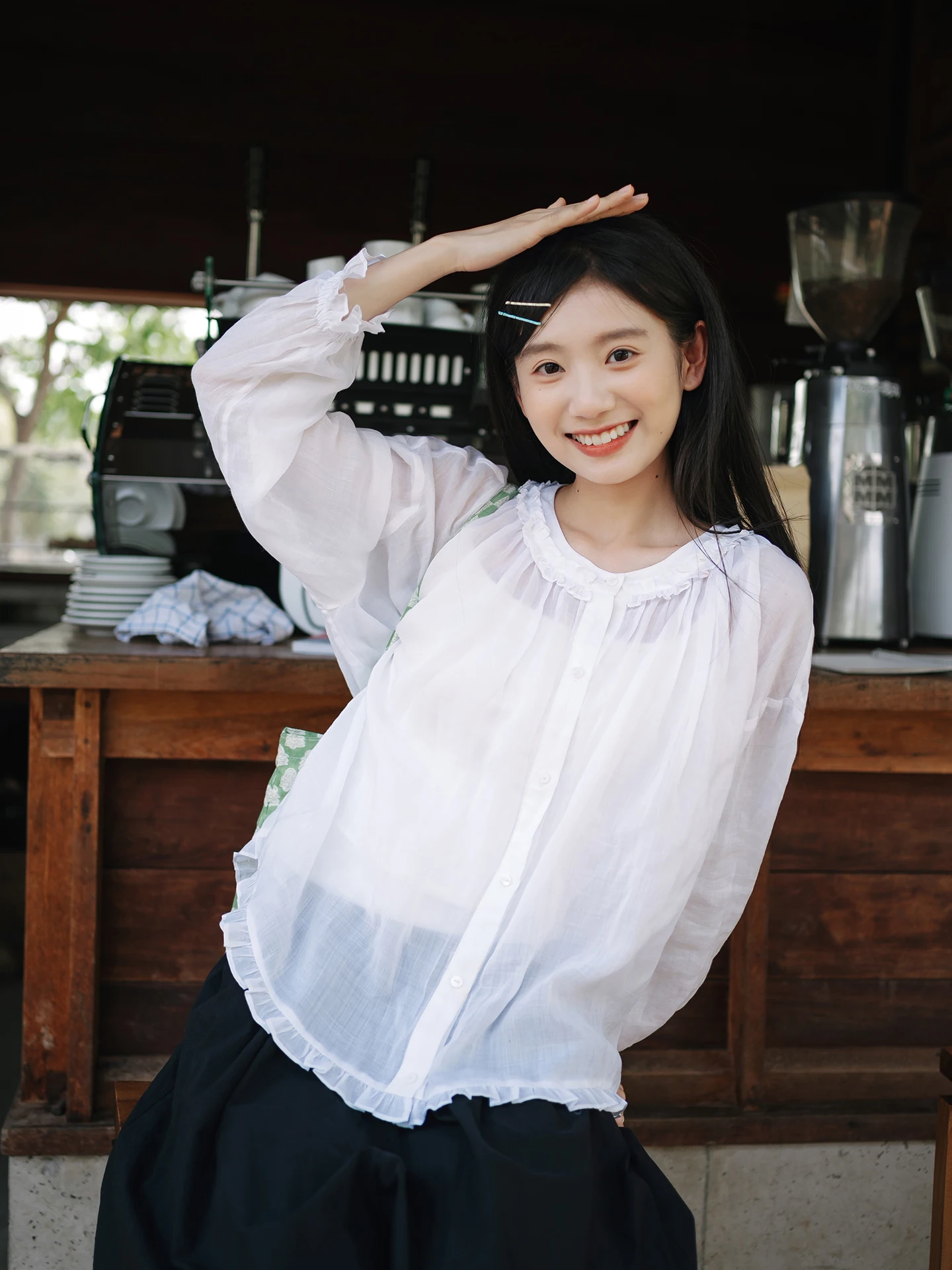 

Sun Protection Clothing Women's Summer Flax White Versatile Open Cardigan Casual Style Loose Fit Long Sleeve round Neck