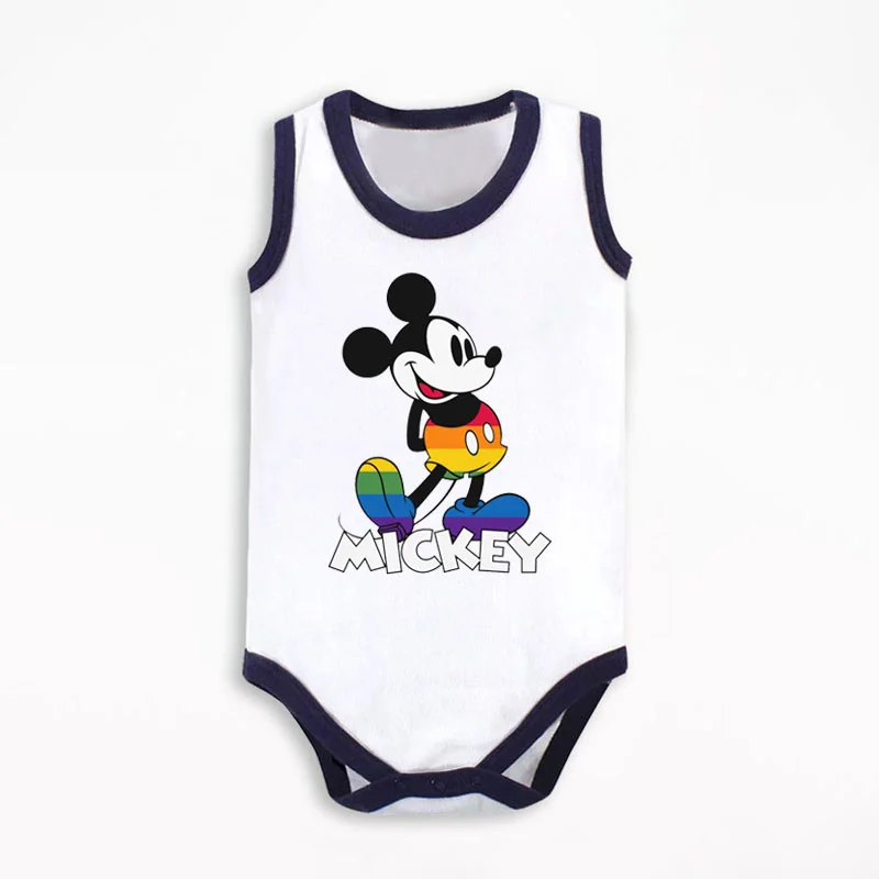 

2025 Fashion Cartoon Baby Clothes Mickey Minnie Mouse Printed Bodysuits Summer Cotton Infant Boy Girl Jumpsuits