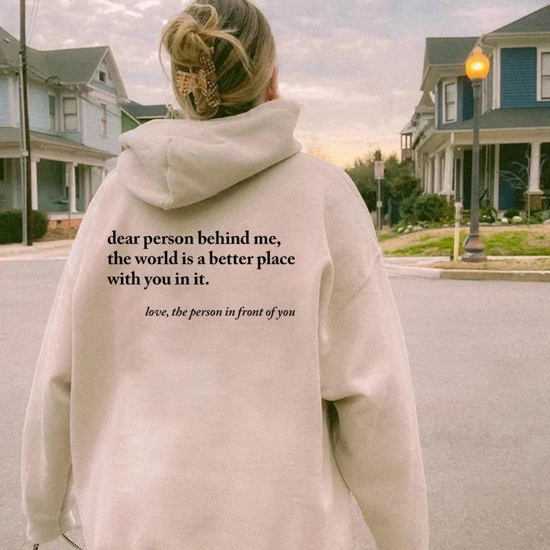 2025 yiyi2025yiyiDear شخص وراءي الإيجابية البلوز الكلمات على الظهر هوديي الحب الذاتي قميص الجمالية طويلة الأكمام البلوز