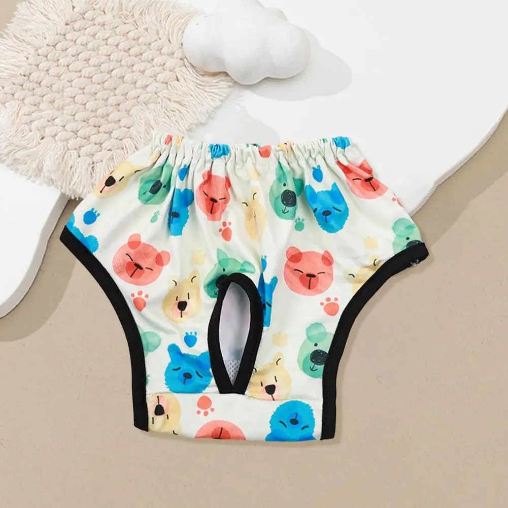 Dog Menstrual Pant Female Dog Sanitary Diaper Shorts Elastic Physiological Panties Cartoon Pattern Breathable Puppy Underwear