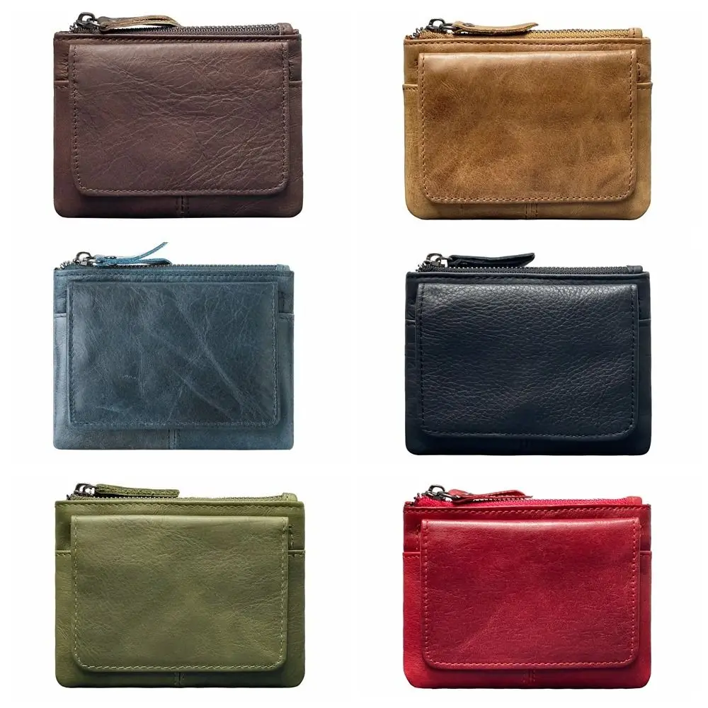 

Classic Solid Color Real Leather Coin Purse Minimalist Small Short Wallet Multi-functional Multi Card Slot Card Holder Outdoor