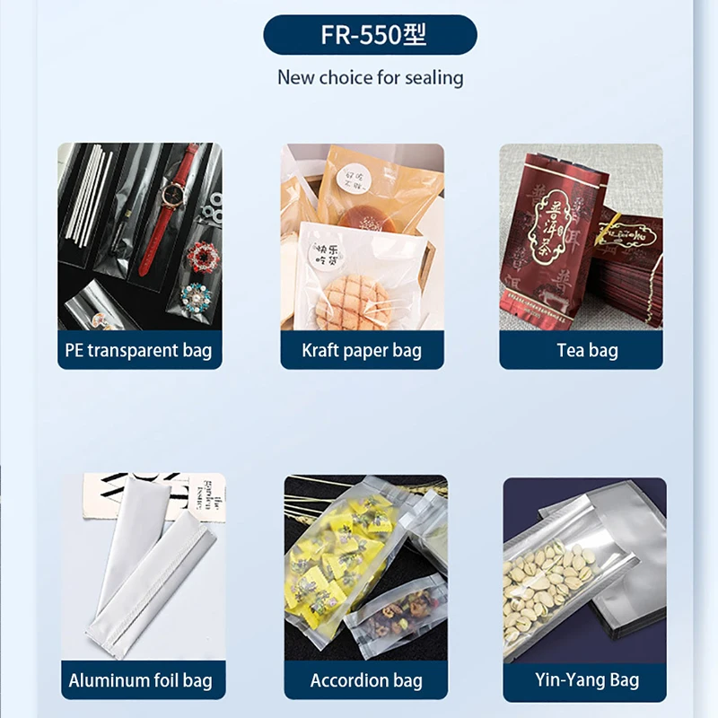 Continuous Sealing Machine Tabletop Small Commercial Plastic Bag Sealer Aluminum Foil Tea Bag Food Packaging Machine