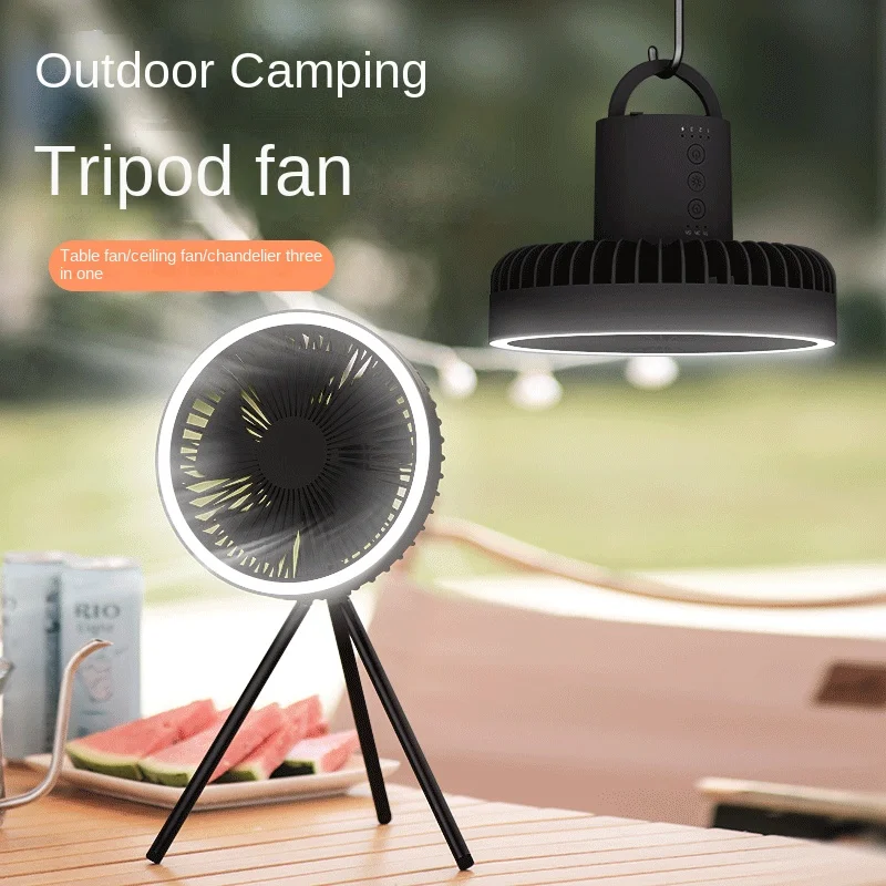 

New Tripod USB Charging Ceiling Fan Desktop Electric Fan for Outdoor Lighting Outdoor Camping Fan Portable Air Conditioner