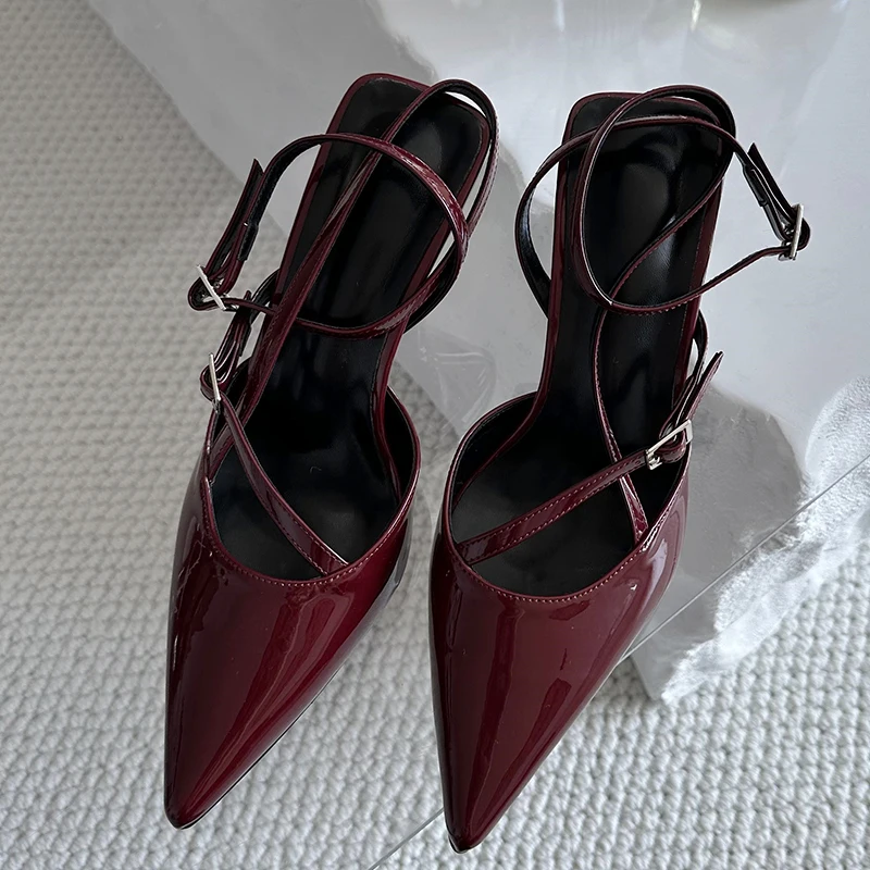 2024 Women Pumps Fashion Elegant Female Shoes Thin High Heels New In Pointed Toe Thin Ladies Sandals Slides Red Footwear