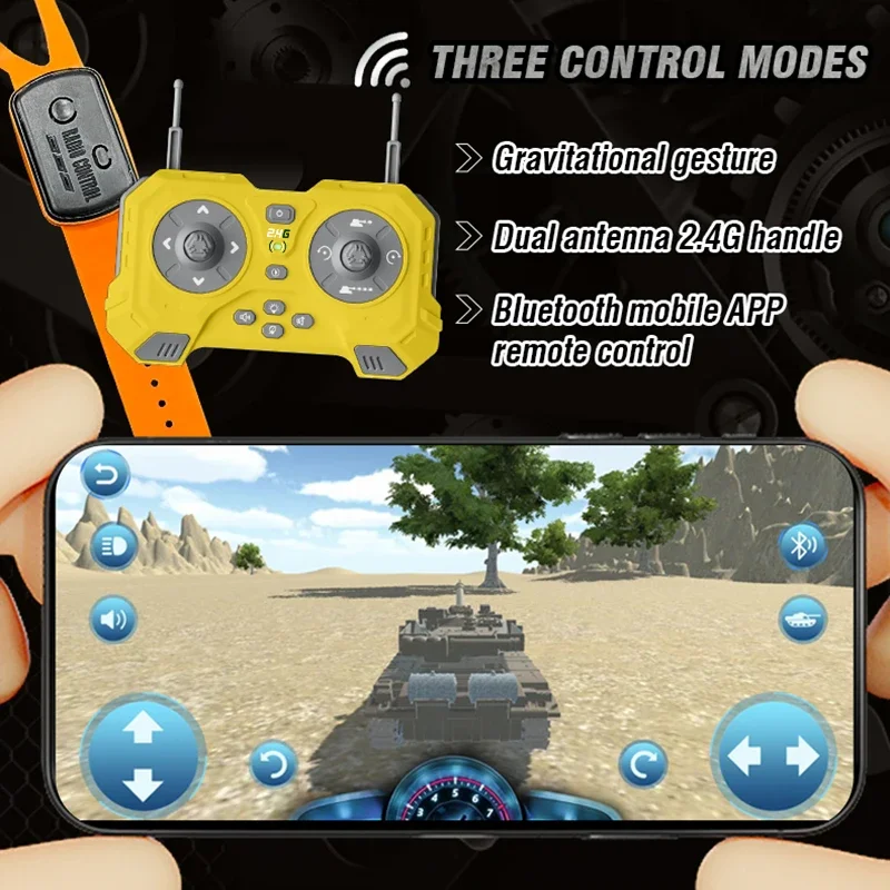 Veículo tanque rc de 13 canais, 2.4g, pode telefone, aplicativo, controle remoto, pista de lançamento elétrico para crianças, simulação de carro, modelo t90, brinquedos tanques