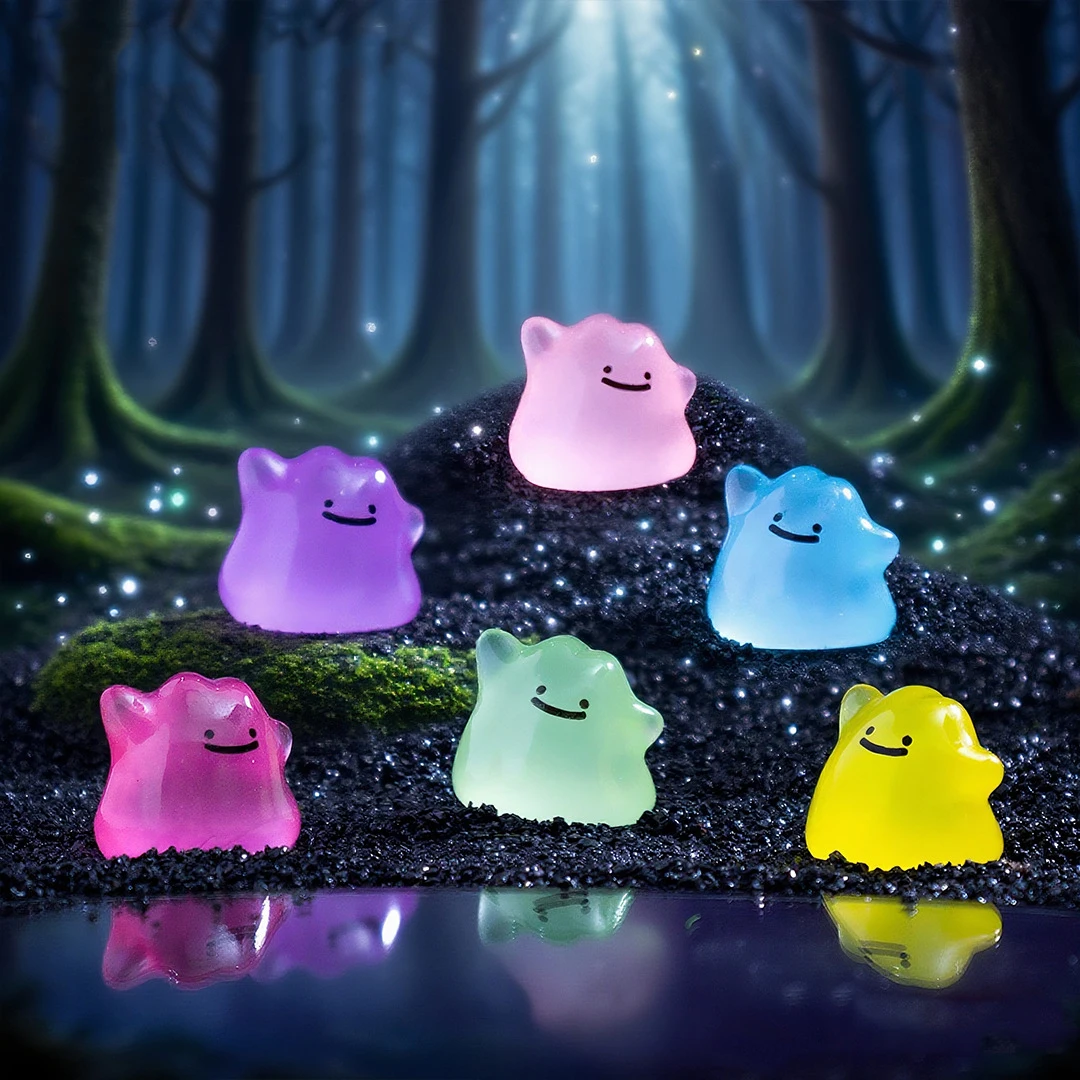6Pcs/Set Pocket Monsters Anime Figure Kawaii Ditto In Disguise Change At Will 1.5cm PVC Adult Pokemon Model Dolls Toy Gift