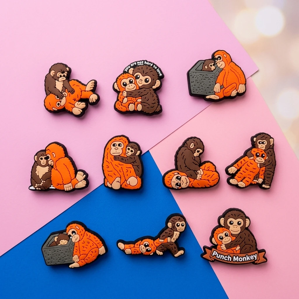 New Arrival 1/10pcs Lovely Monkey PVC Shoe Charms Animal Designer Sandals Accessories For Children Party Present