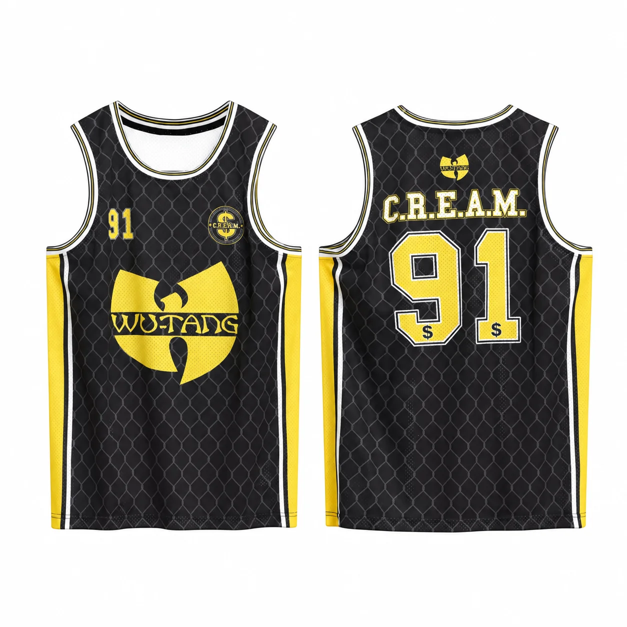 Wu Tang 97 Familien-Basketballtrikot, ärmelloses T-Shirt, Hip-Hop-Stil, Freizeitkleidung für Eltern und Kinder, passend für die ganze Familie. – Detail 6