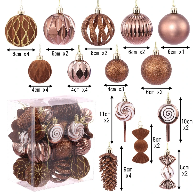 29/36/40pcs Christmas Ball Blue Red Christmas Tree Hanging Pendants Home Gifts New Year Special-shaped Christmas Spheres 2023