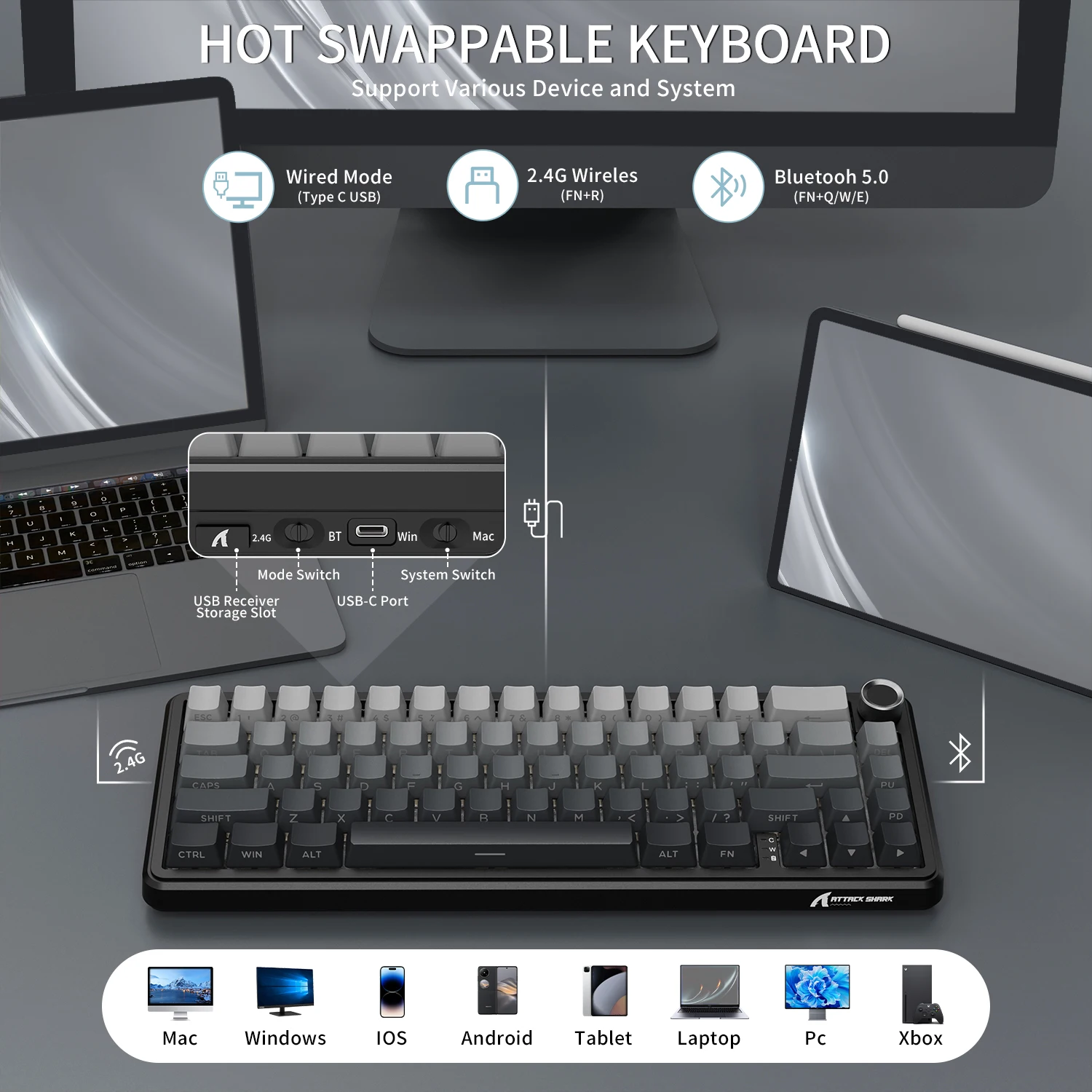 65% Tri-Mode Wireless Mechanical Keyboard 5
