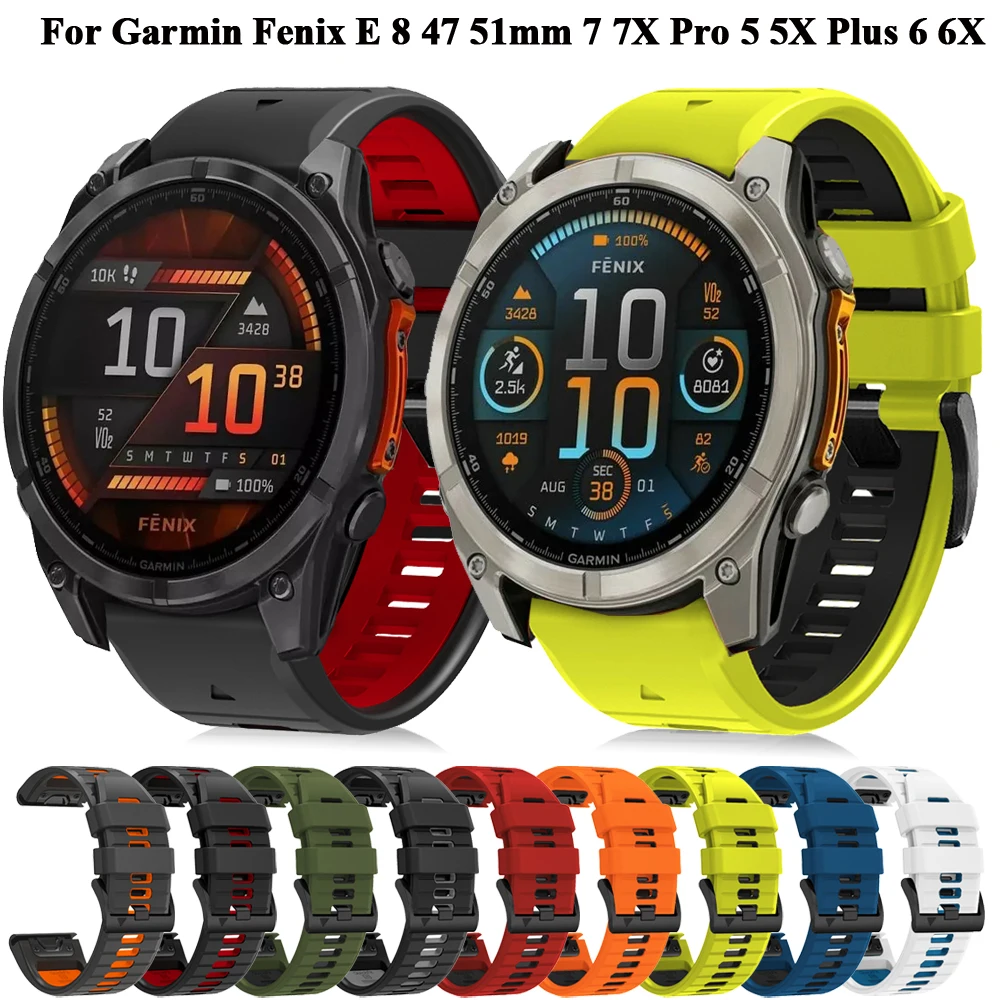 

Quickfit 26mm 22mm Strap For Garmin Fenix E 8 47 51mm 7 7X Pro 6X 6Pro 5 5X Plus Band Silicone Epix Pro Gen 2 Wristband Bracelet