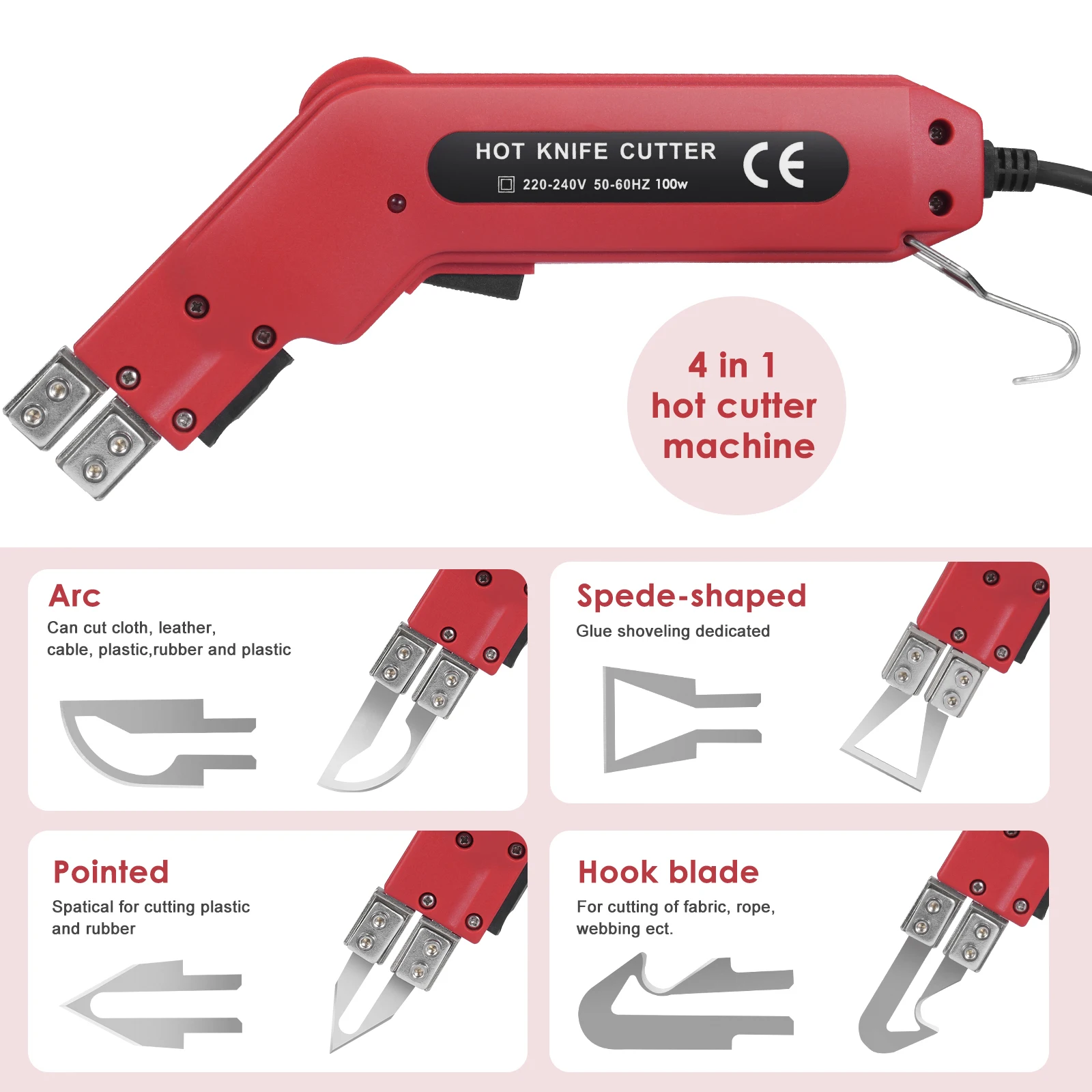 Couteau électrique 4 en 1, coupe-tissu, UL, mousse, lisse, kit d'outils avec 4 lames pour bricolage industriel