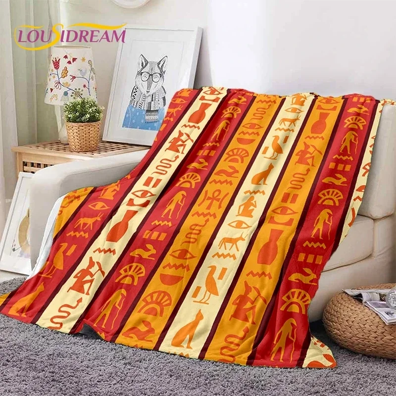 Pharaoh Hieroglyphic Egyptian Mythology Soft Flannel Blanket for Beds Bedroom Sofa Picnic,Throw Blanket for Outdoor Leisure Gift