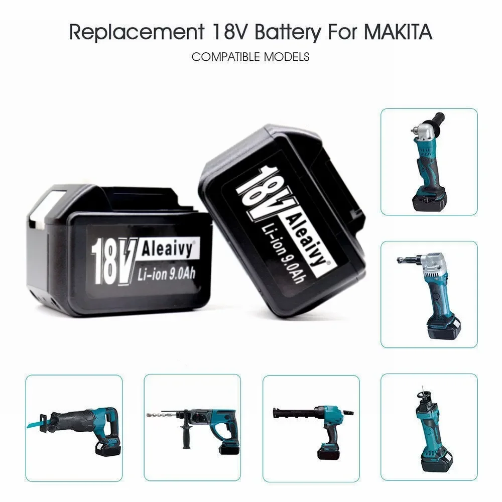 

18650 Battery Rechargeable Lithium-ion BL1860B 18V 9000mAh, for Makita BL1860B BL1880 BL1830 BL1850 BL1860B Aleaivy New