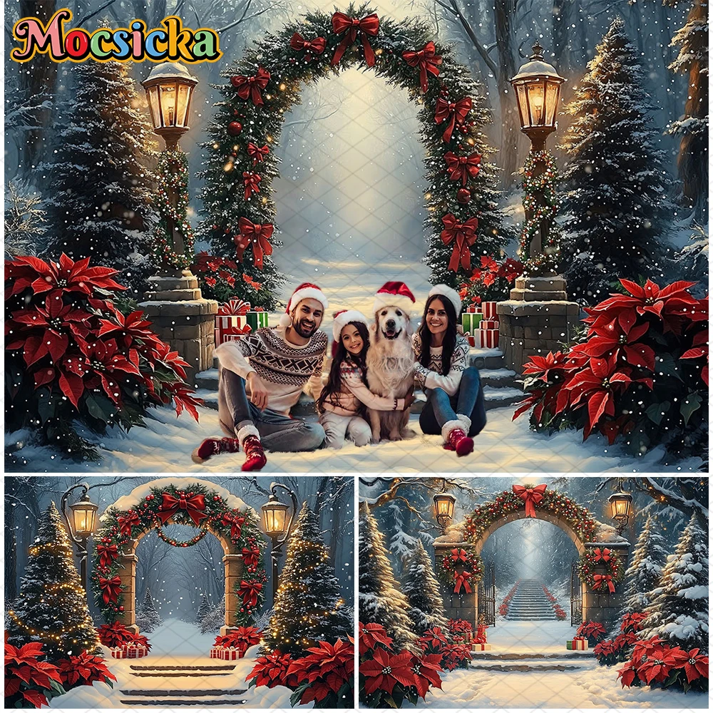 

Mocsicka Backdrop Photography Christmas Tree Winter Snowflake Flower Decor Adult Child Holiday Party Background Studio Wallpaper