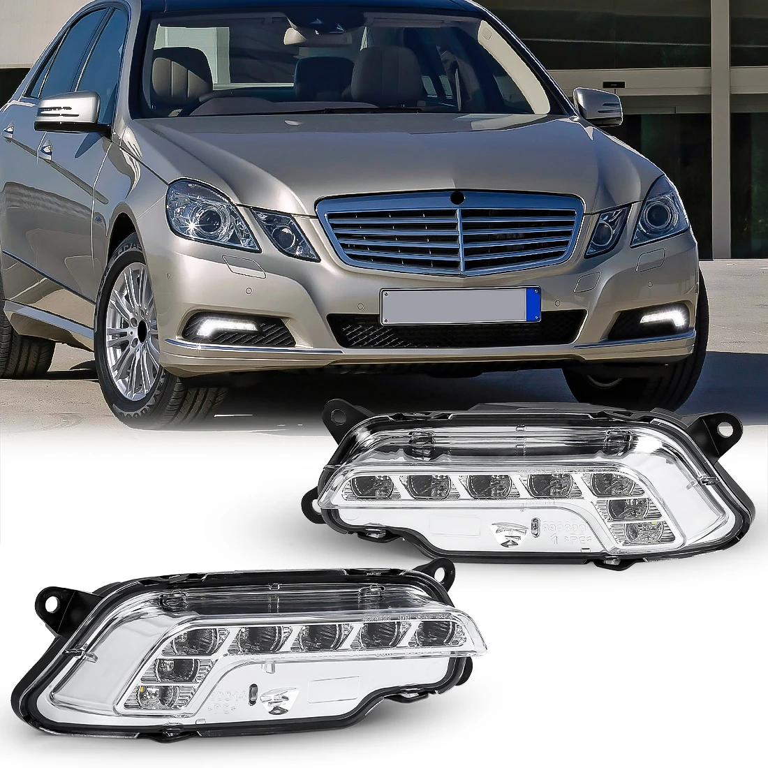 

Car Daytime Running Lights For Mercedes Benz W212 E350 E550 E63 2010 2011 2012 2013 2014 2015 2016 LED DRL Driving Lamp 12V