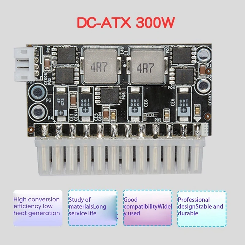 

Power Supply Module High Power 300W 12V DC5.5X2.5MM Input DC-ATX PSU ATX Switch Mining PSU 24Pin MINI ITX DC ATX PC Power Supply