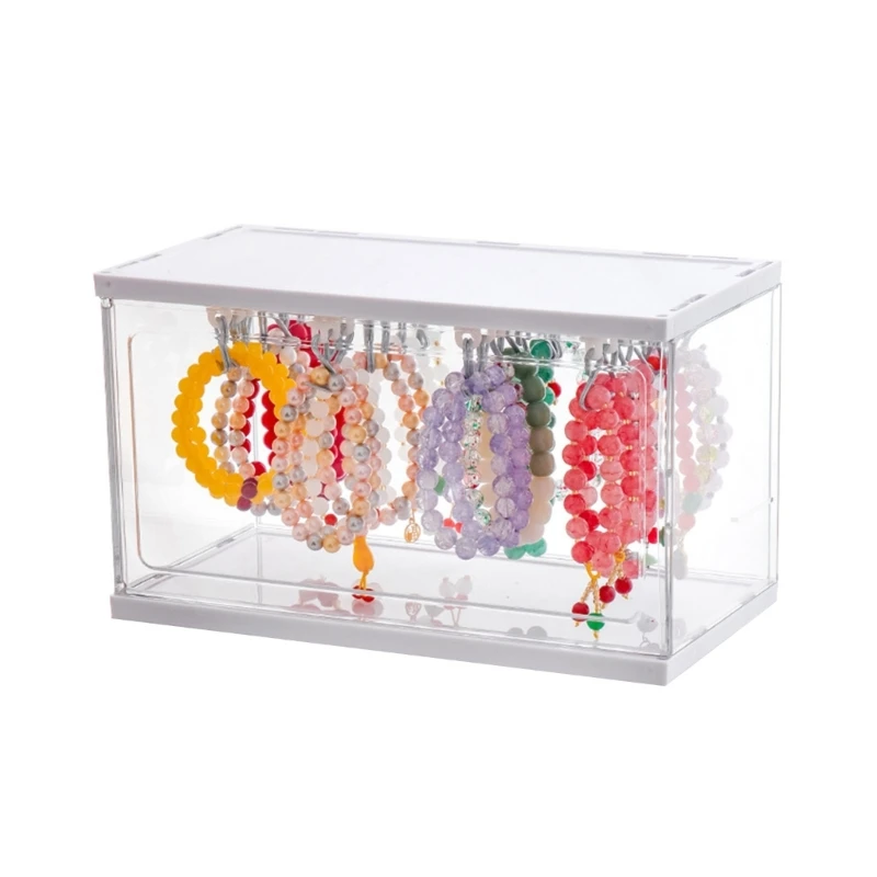 

Elegant Acrylic Bracelets Display Case with Rails and Hooks Versatile for Earrings and Accessories Jewelry Box